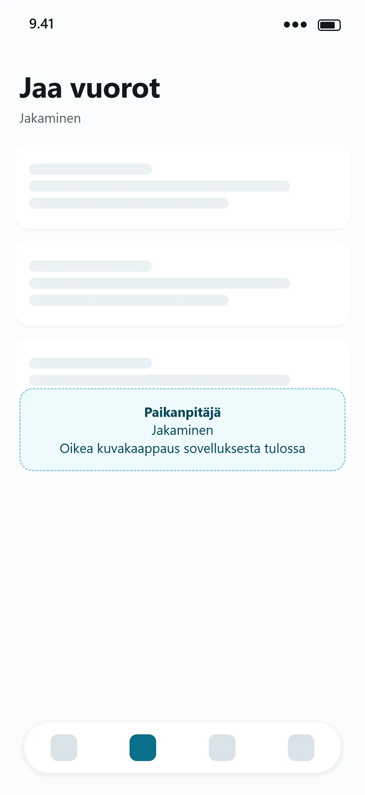 Vuoroplussan jakonäkymä: oma vuorolista jaetaan kaverille